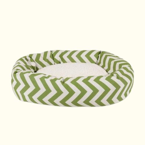 MajesticPet 788995540243 25 in. Zig Zag Sherpa Donut Pet Bed, Sage