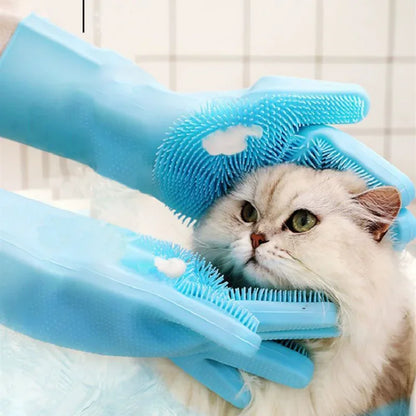 Magic Silicone Body Pet Bathing Gloves for Animal Perfect Bathe