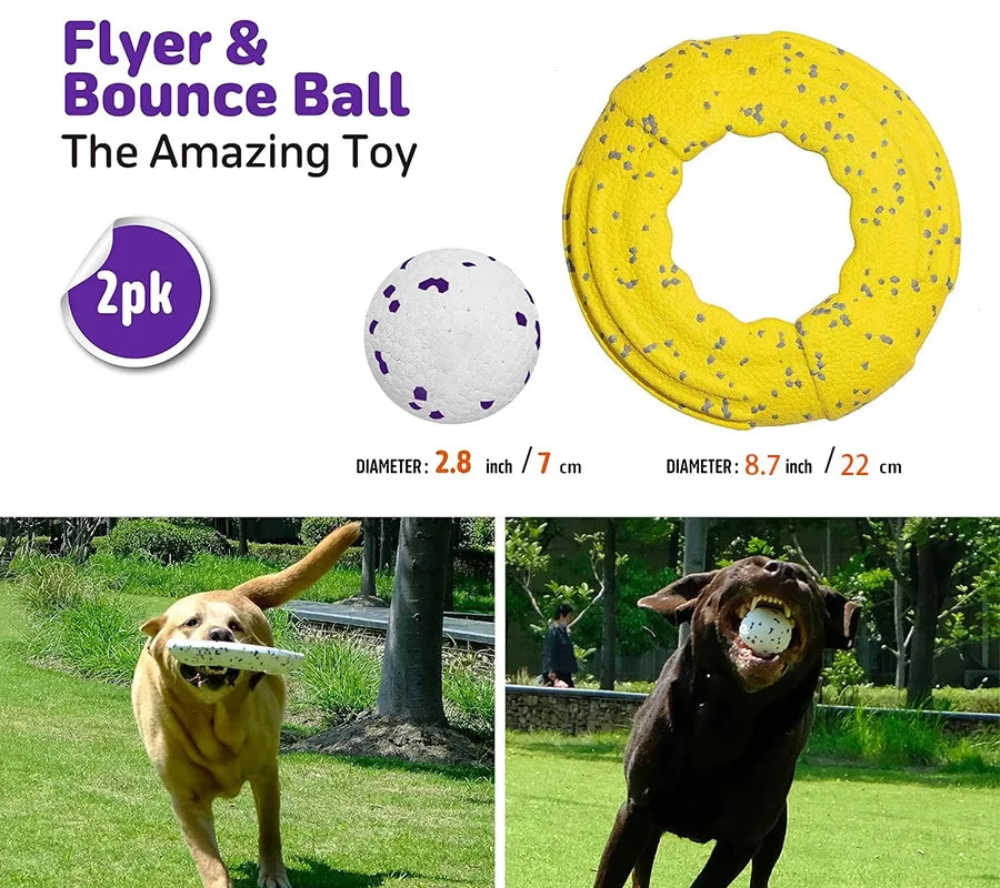 Dog Fetch Toys Tennis Balls 2Pcs Indestructible Dog Flying Disc