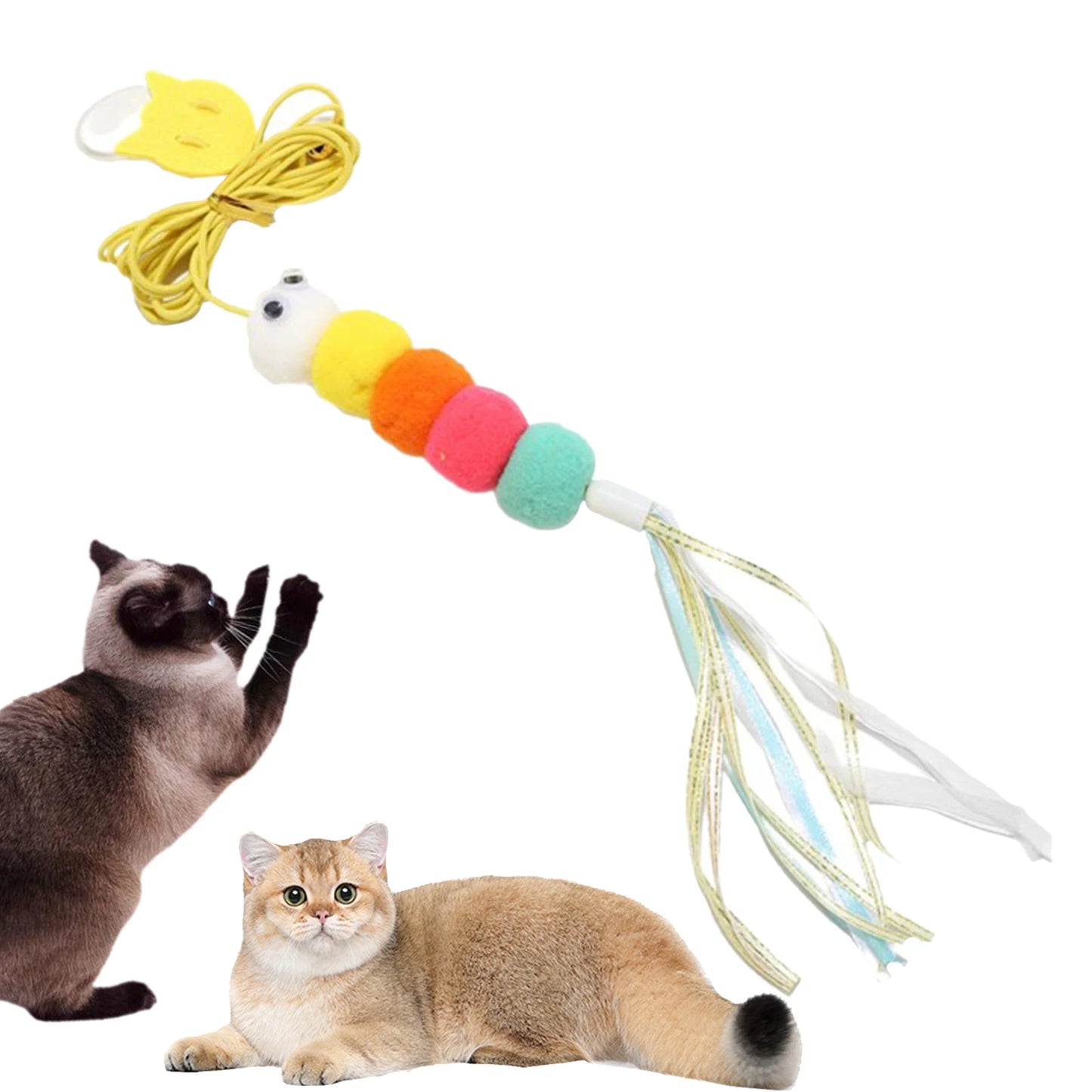 Cat Teaser Fetch Toy Funny Teaser Wand Toys Interactive Elastic Rope