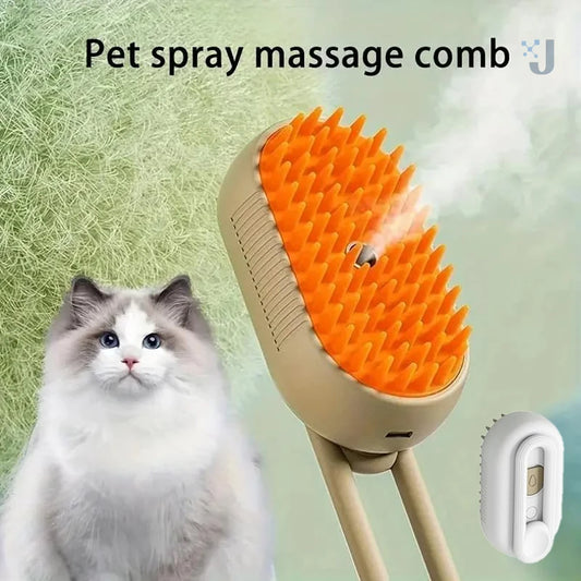 Cat Dog Pet Spray Massage Brush 3 in 1 One Button Steam Spray Folding