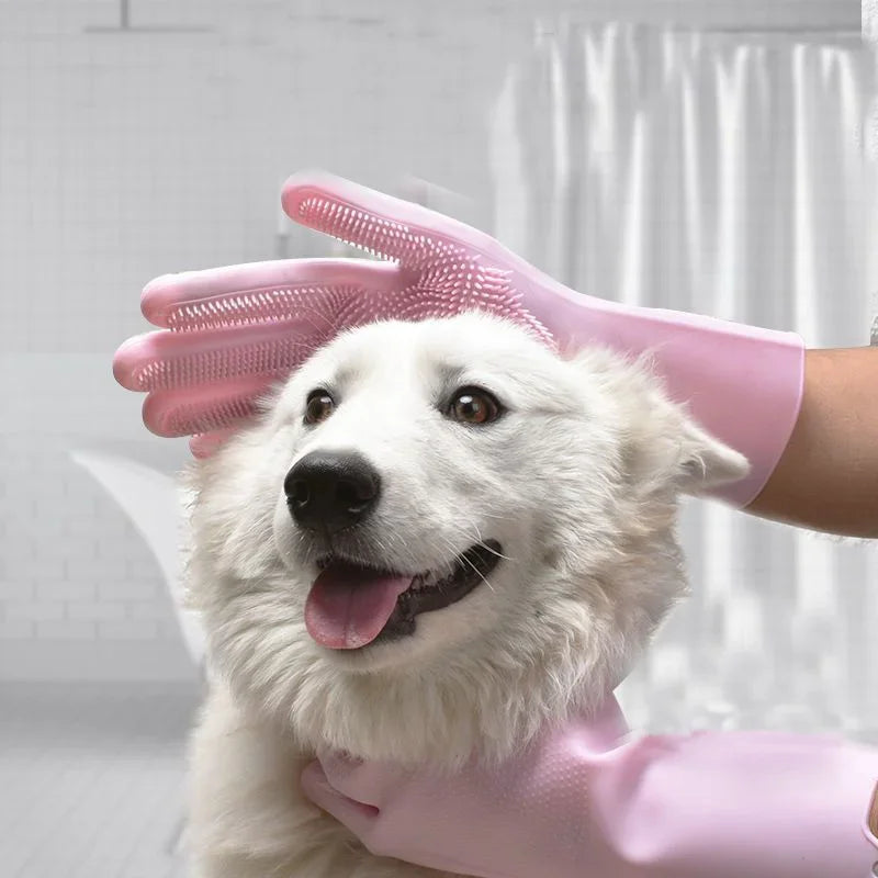 Magic Silicone Body Pet Bathing Gloves for Animal Perfect Bathe