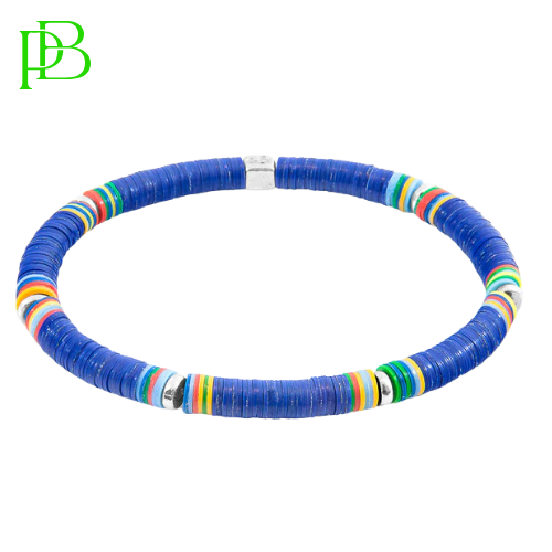 Blue Nakuru Silver and Vinyl Disc Bracelet