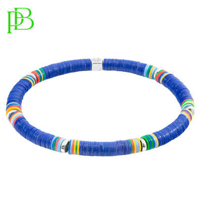 Blue Nakuru Silver and Vinyl Disc Bracelet