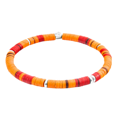 Orange Malawi Silver and Vinyl Disc Bracelet