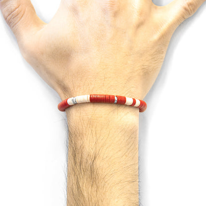 Red Malawi Silver and Vinyl Disc Bracelet