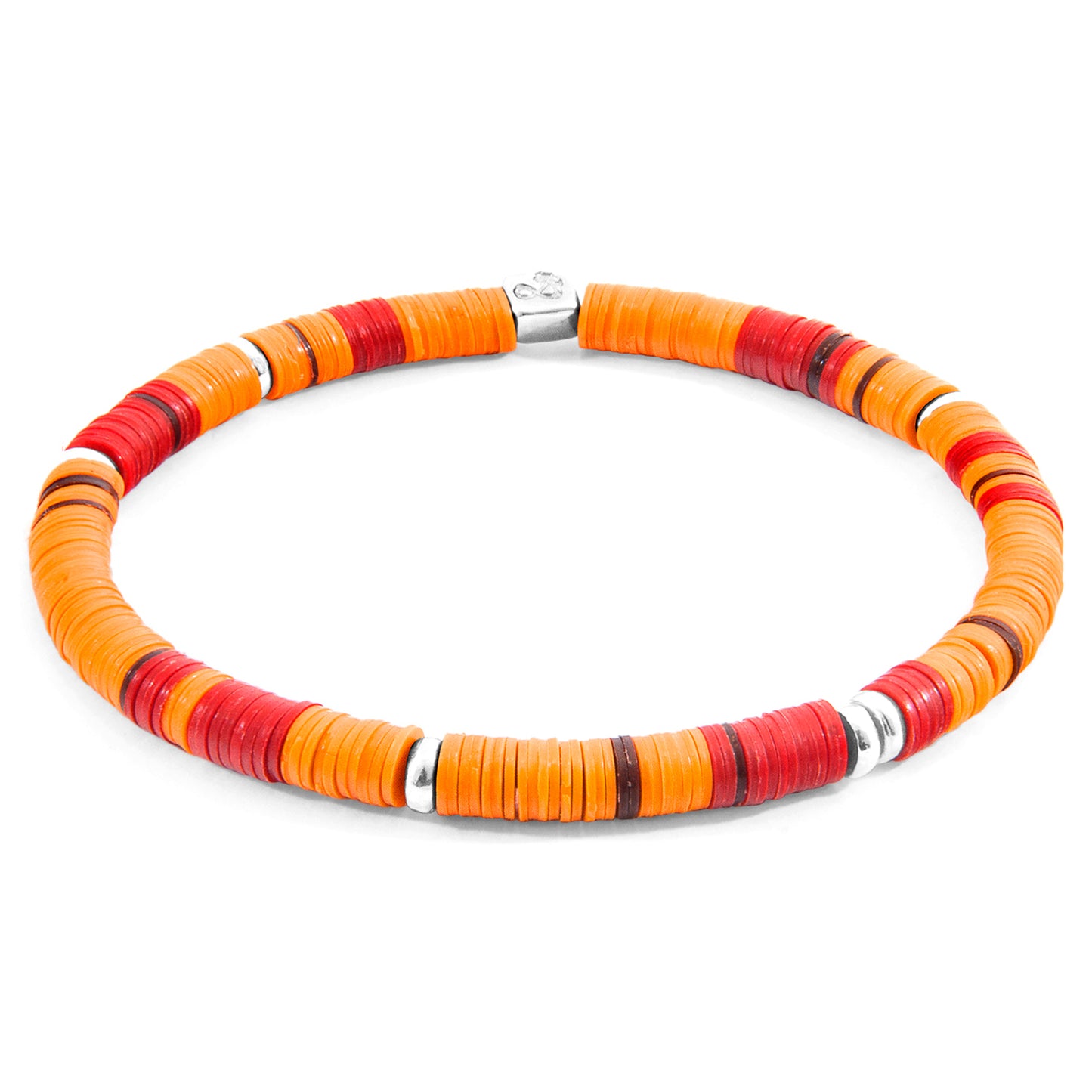 Orange Malawi Silver and Vinyl Disc Bracelet